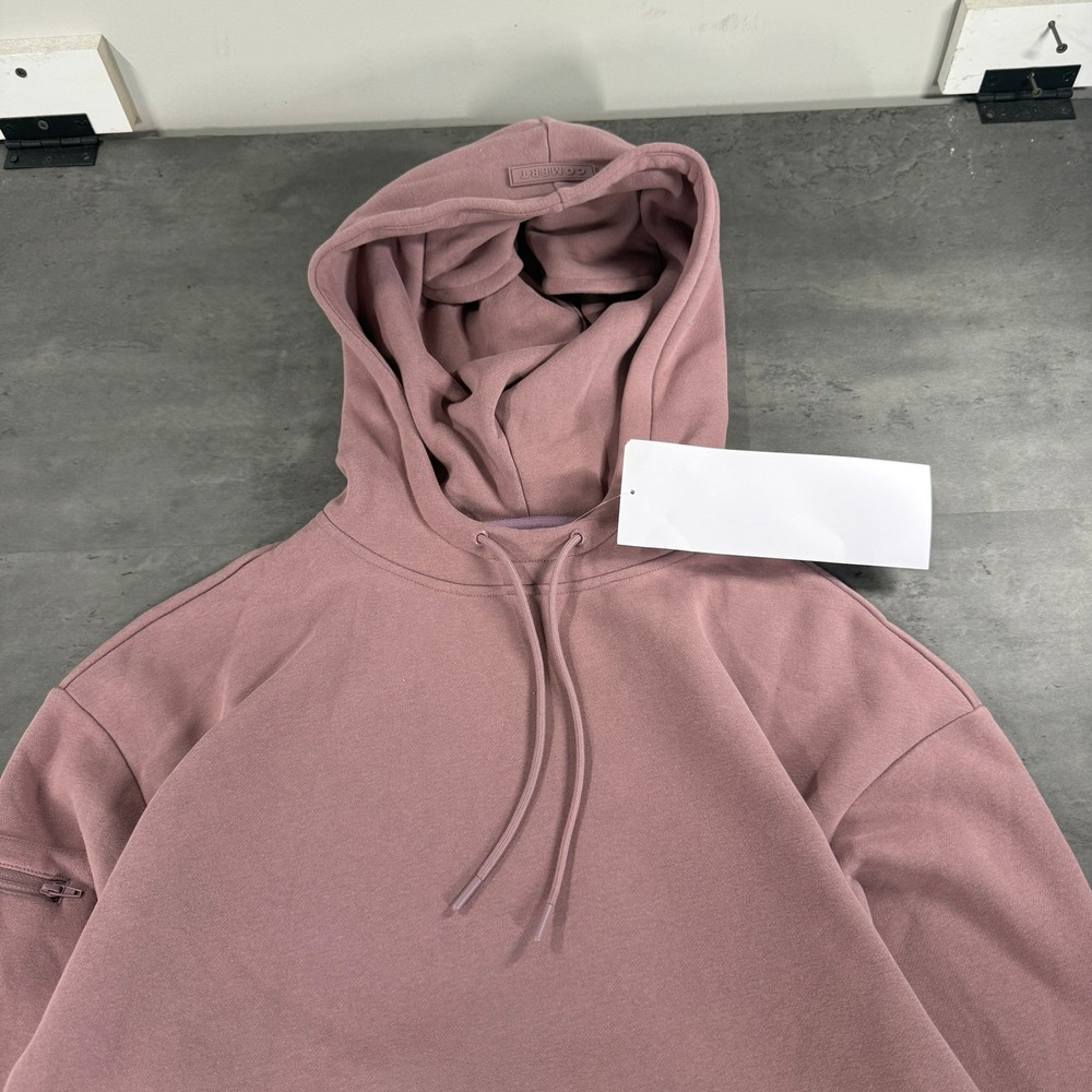 Comfrt Airplane Mode Travel Hoodie Women M Mauve Dusty Pink SAMPLE Zip Pocket - Picture 11 of 15